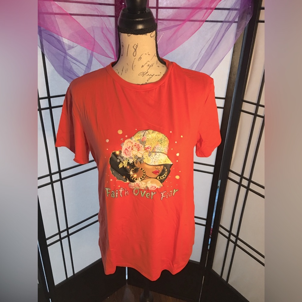 NEW XL “FAITH OVER FEAR” ORANGE T-
